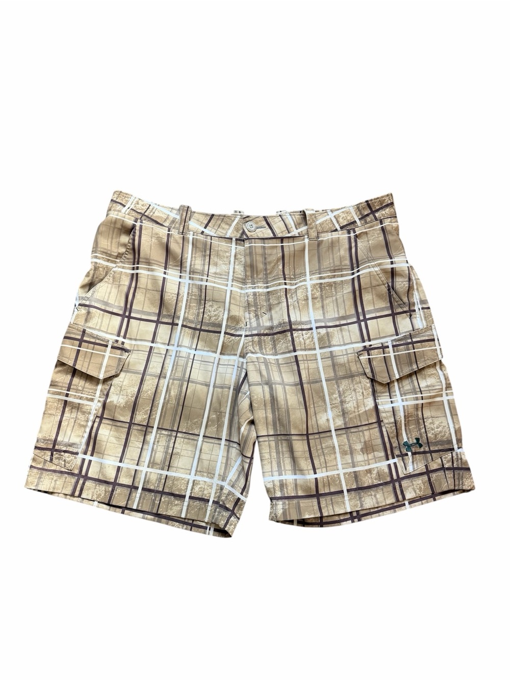 Under Armour Men’s Beige Plaid Cargo Shorts